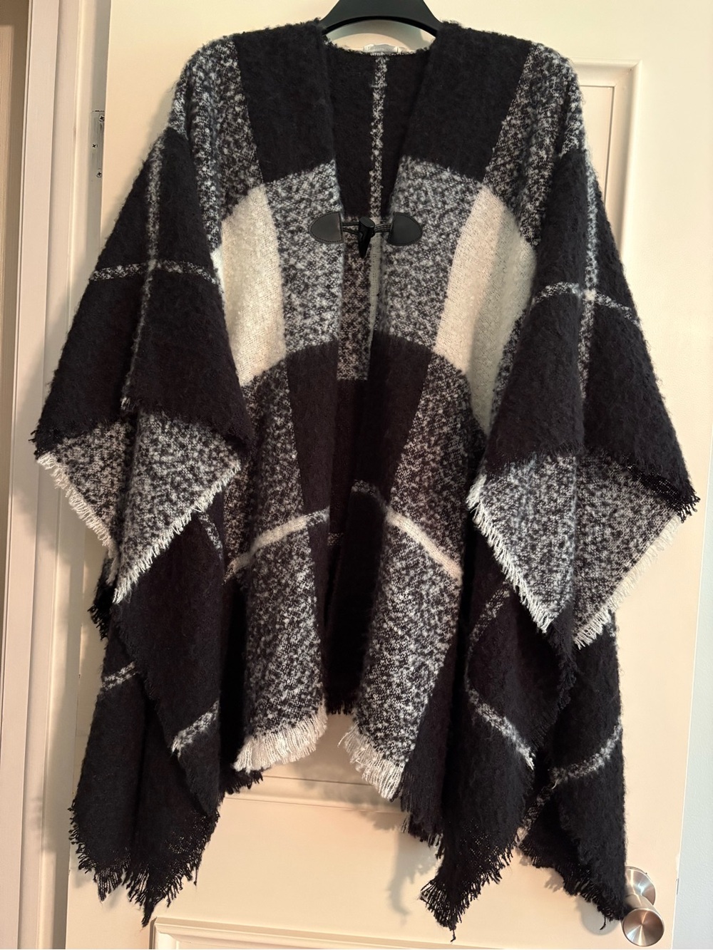 Maurices Black & White Plaid Cape Poncho